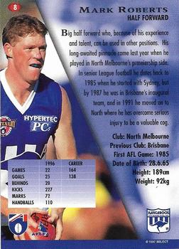 1997 Select AFL Ultimate Series #8 Mark Roberts Back